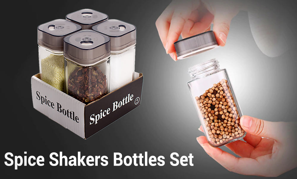 salt and pepper spice shakers bottles set with adjustable pour
