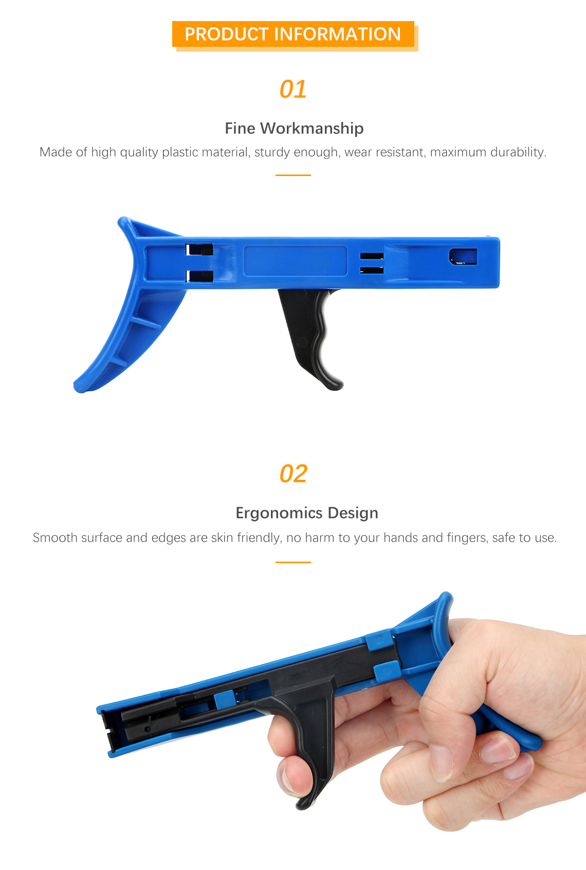 Cable Tie Tensioning Tool, Cable Tie Gun for 2.2 to 4.8mm width Cable