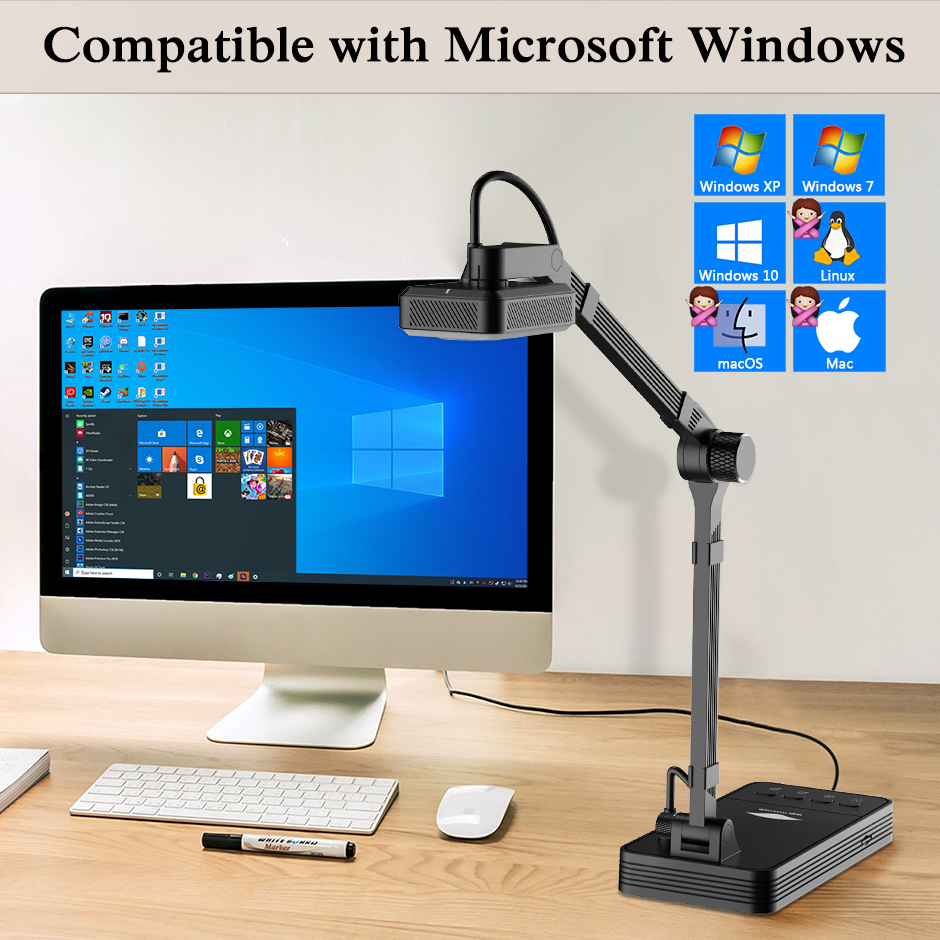 Portable A3 Document Camera Scanner, 10 MP HD OCR Visualizer with HDMI