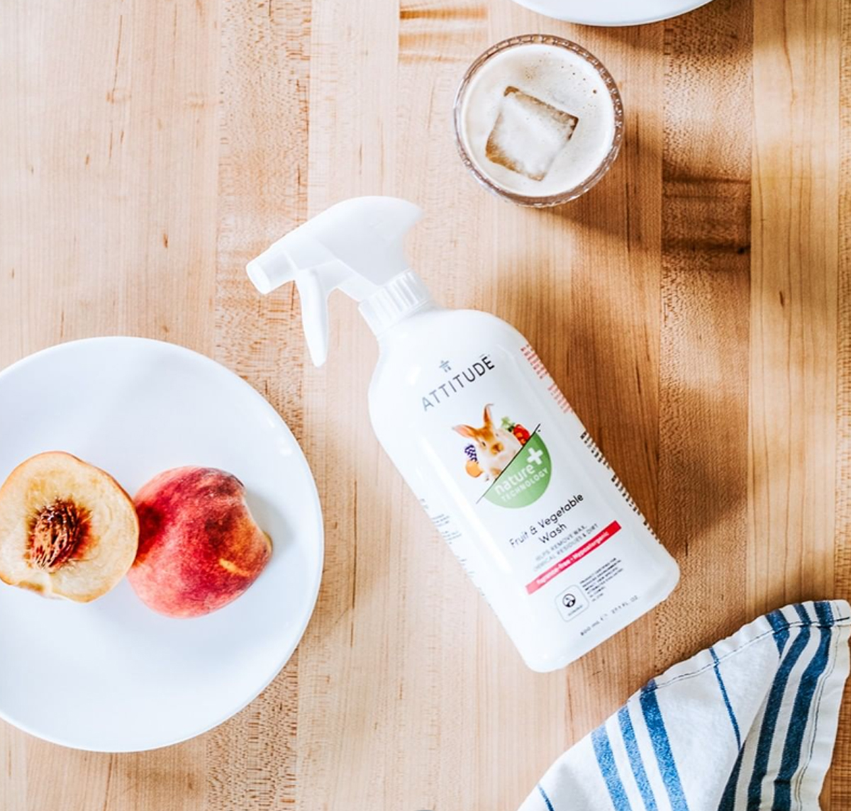 ATTITUDE Nettoyant pour fruits et légumes, sans parfum, 27,1 onces