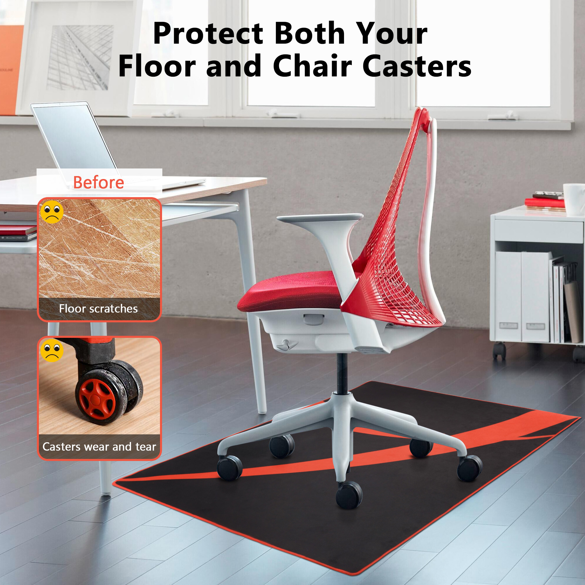 Tapis De Protection Pour Chaise De Bureau - 90x120 Cm - Épaisseur 4 Mm - Antidérapant - Protège Sols Et Parquets