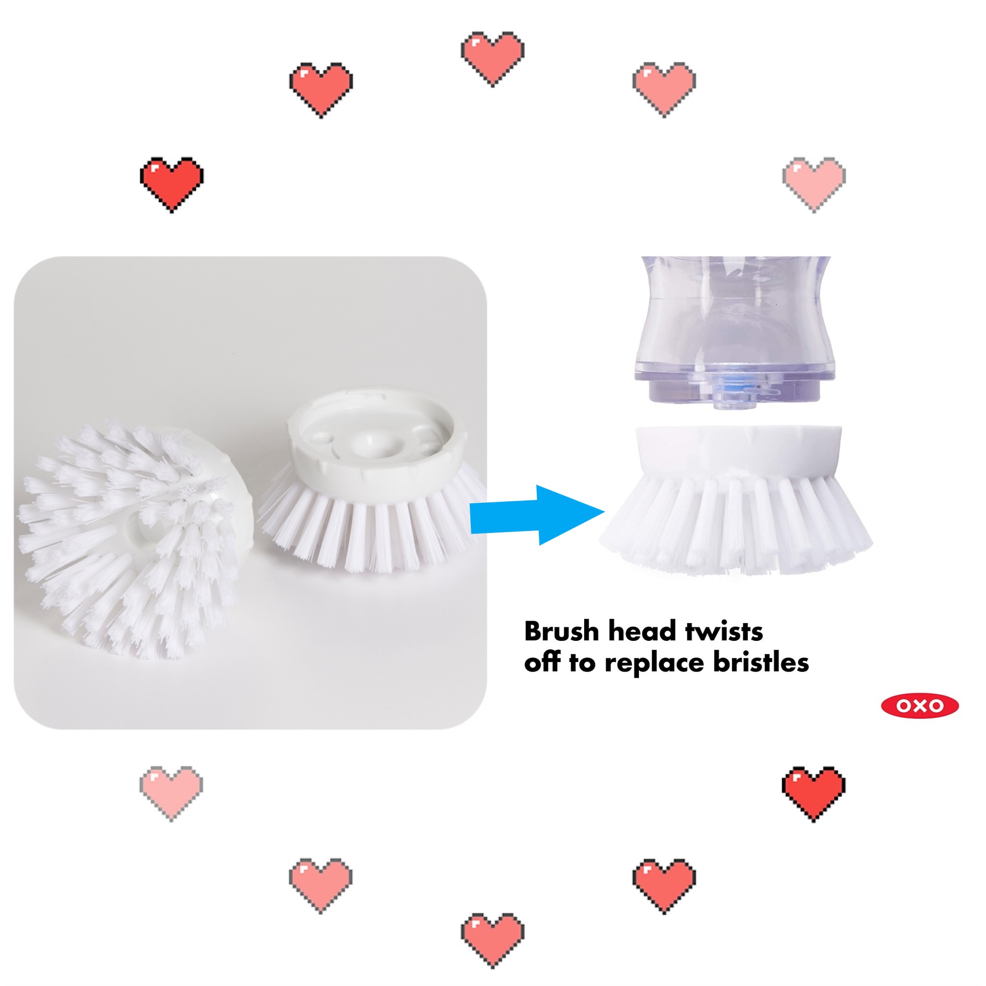 OXO Soap Dispensing Palm Brush Refills, Set of 2