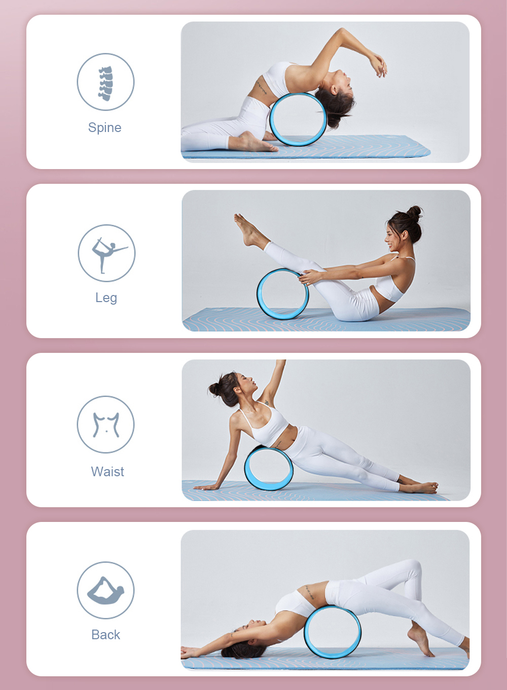 ThreePiece Suit Sports Yoga Wheel for Back Pain and Improving Your