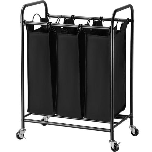【送料無料】Laundry Basket Wagon 3rack/3color Trinity 3-bag Laundry Cart with Flip Top | Costco