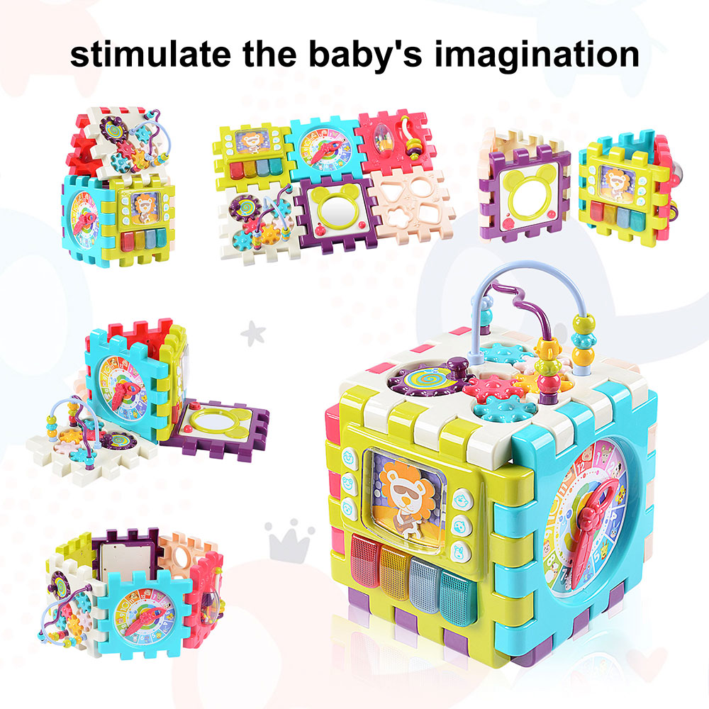 Toddler Play Cube Activity Center, 6in1 Learning Toys, Freely Build