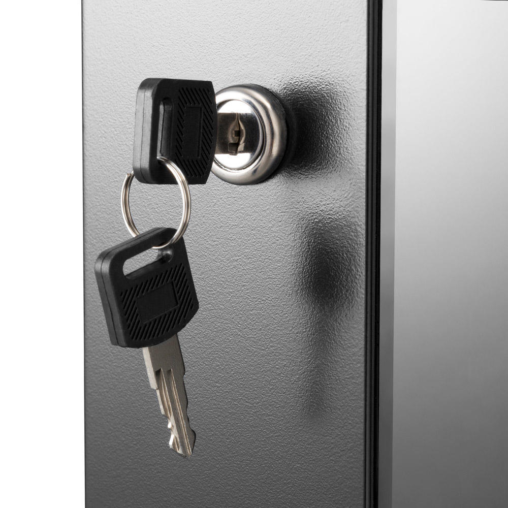 Lockable front door of the 6U network cabinet with two keys