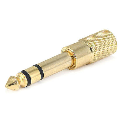 Fiche stéréo TRS en métal de 6.35 mm (1/4") pour adaptateur jack stéréo TRS de 3.5 mm, plaquée or