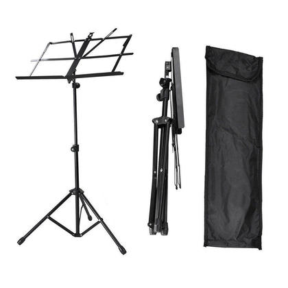 PrimeCables® On Stage Sheet Music Stand Adjustable Foldable with Carrying Bag - Black