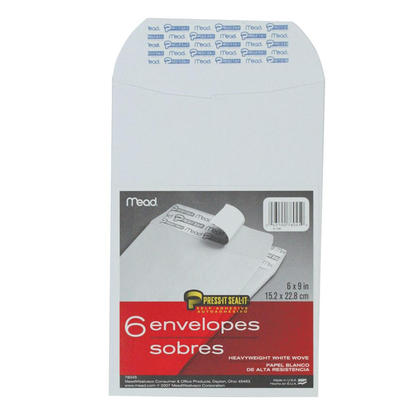 Mead 6inch x 9inch White press-it seal-it envelope (043100760450)