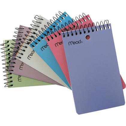 Mead@ Poly Memo Book with Narrow-Ruled Paper and Single Wire Binding, Assorted Colours