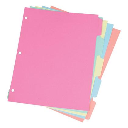Oxford@ Subject Dividers - Assorted Colours, 5 dividers per pack 225151