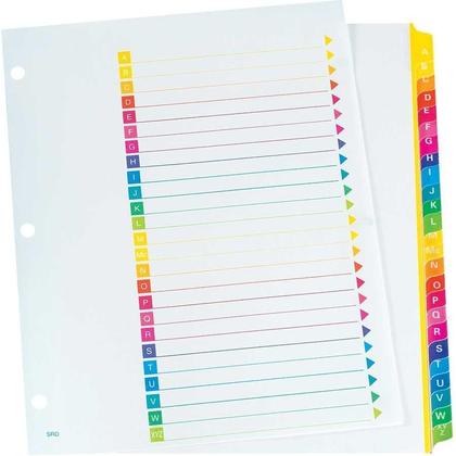 Oxford@ Super Rapidex Pre-Printed Dividers with Plastic Reinforced Tabs - Assorted Colours Tab (A-Z)