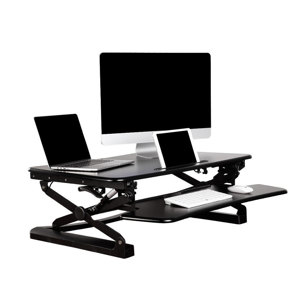 81821 primecables cab mt101 all monitor desk mounts sit standing height adjustable desk ergo riser adr for monitor 26 35 wide black primecables 