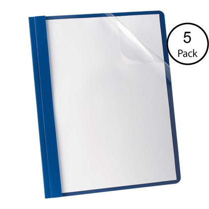 Oxford@ Letter Size Clear Front Report Cover, Dark Blue, 5 covers per pack