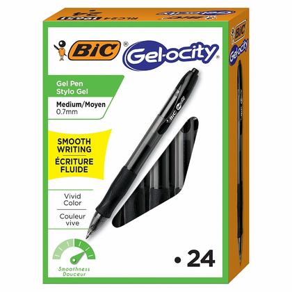 BiC® Gelocity™ Retractable Rollerball Pens, Medium Point, Black