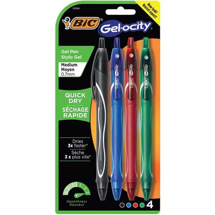 BiC® Gel-ocity™ Quick Dry Retractable Rollerball Pen, Medium Point