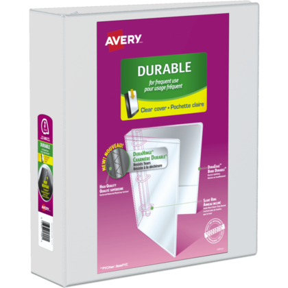 Avery® Durable View Binder, Slant D-rings, White - 3"