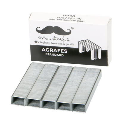 Staples, 1000 count/box - Moustache® - 1/Pack, No. 23/8, 8mm