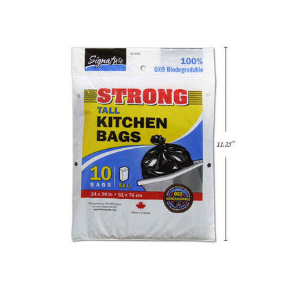 Garbage Bags Tall Kitchen Trash Bags Strong Black Home Office 24x30" 10Pcs/Pack