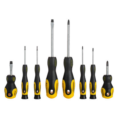 Slotted & Phillip Magnetic Screwdriver Set with Double Color TPR Handle, 8 Pcs/Set