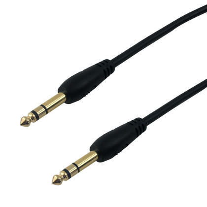 1/4 Inch TRS Male to 1/4 Inch TRS Male Cable - Black - 6ft