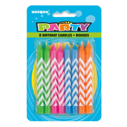 Chevron Birthday Candles Assorted Colors 8Pcs