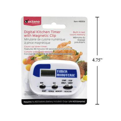 Luciano Electronic Timer With Magnetic Clip 1Pc