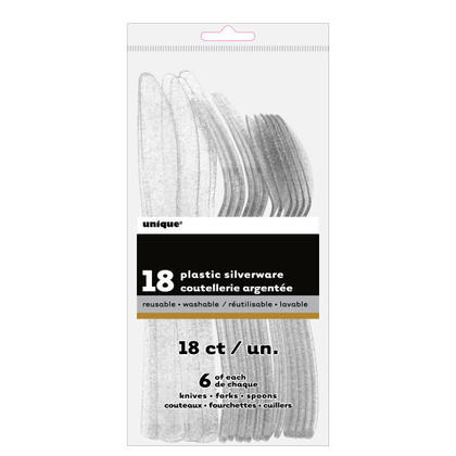 Thanksgiving Silver Glitter Plastic Cutlery 18Pcs/Pack