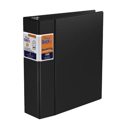 QuickFit® Heavy-Duty Binder, Black, D-Ring - 3"