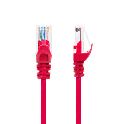 Slim Cat6A 28AWG UTP Ethernet Network Cable CMR/FT4 red - PrimeCables® GoSlim - 5/Pack, 2ft