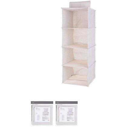 4-Shelf Clothes Hanging Storage Foldable Wardrobe/Closet Organizer, Grey - MINISO