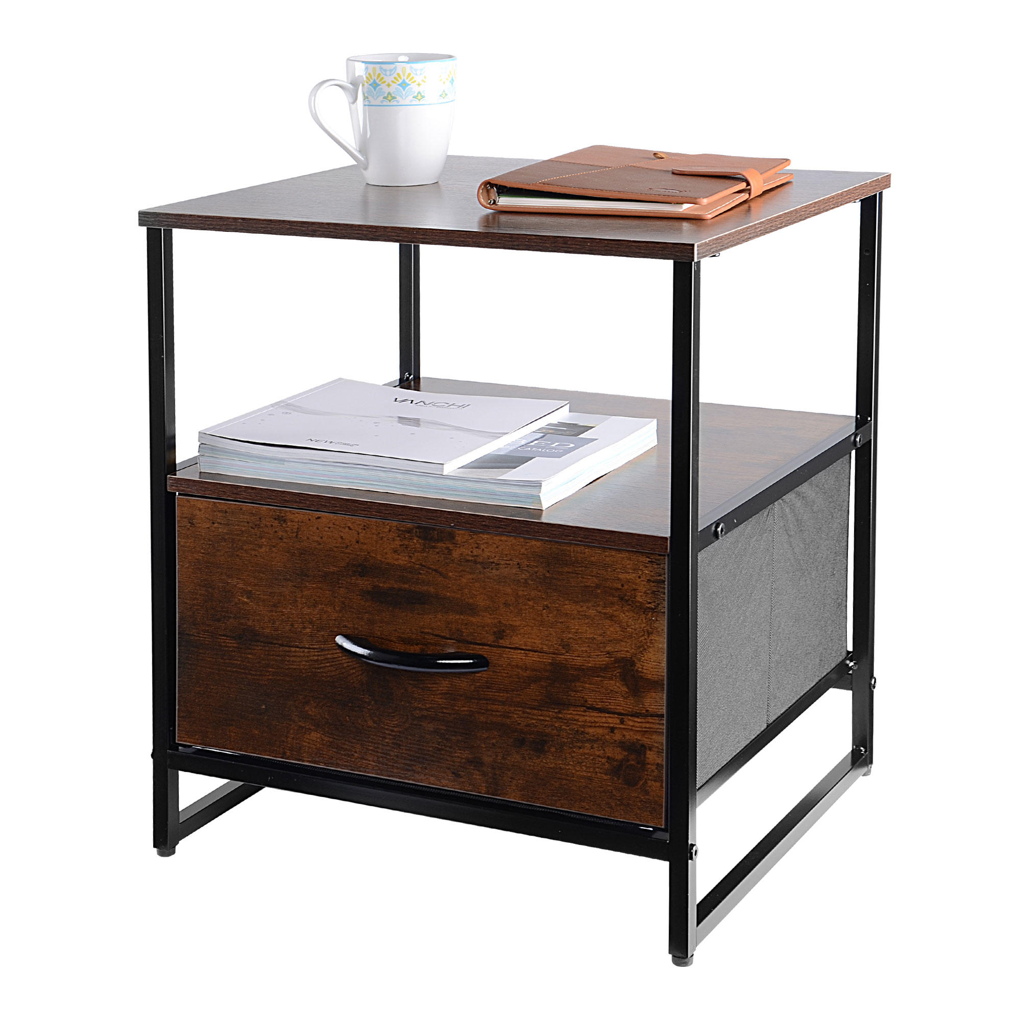4-Drawer Fabric Storage Tower, Nightstand & Bedside Table