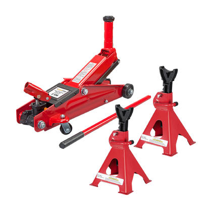 3 Ton Hydraulic Trolley Floor Jack With Piston Quick Lift Pump and 3 Ton Adjustable Car Jack Stand