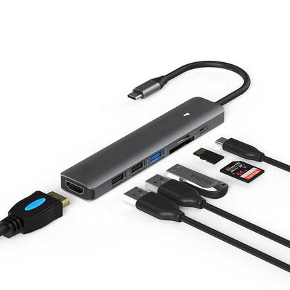 7-in-1 Type C Hub to HDMI, 3 USB Ports, SD/TF Card Readers - PrimeCables®