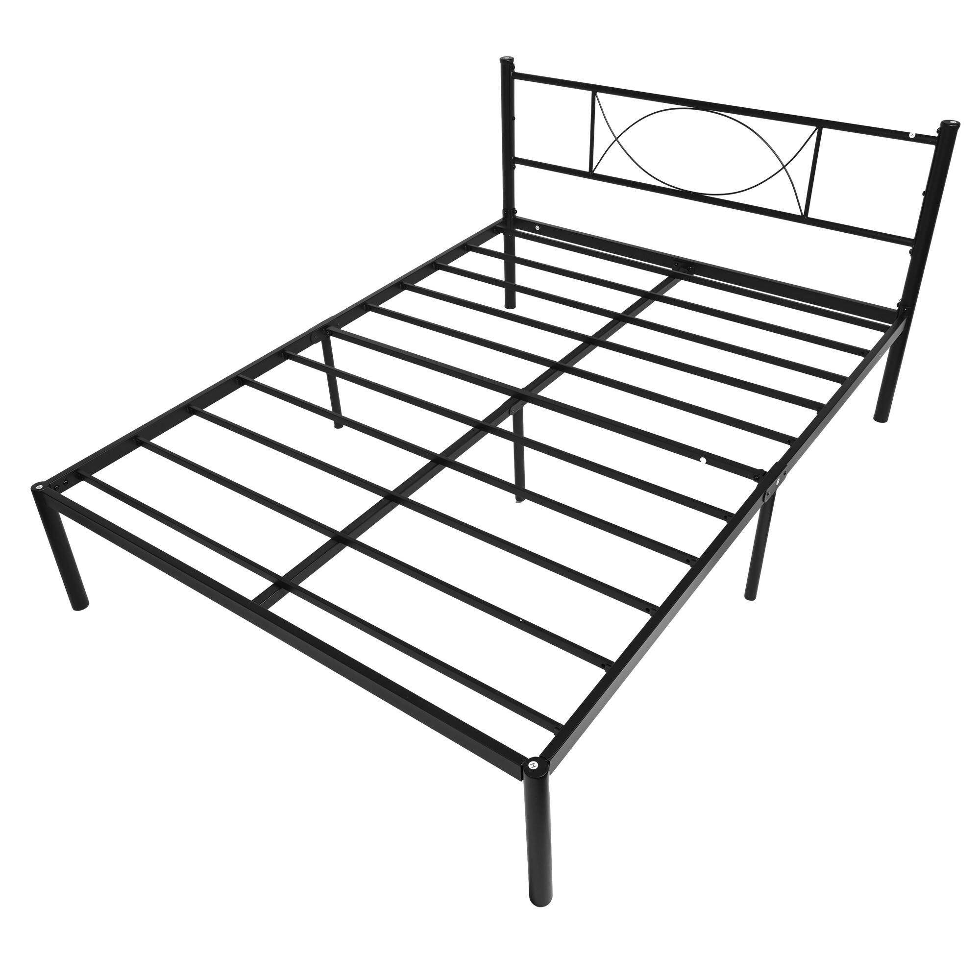 Full Size Bed Frame with Headboard, HeavyDuty Metal Slats Bed Frame