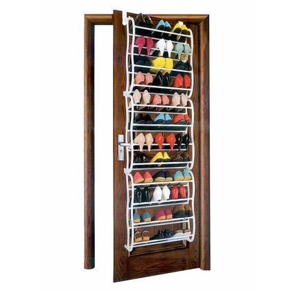 36-Pair Shoe Rack Over-The-Door Shoe Storage Organizer, White