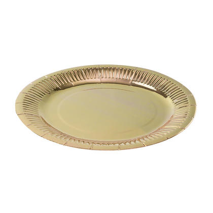 Disposable Foil Gold Party Paper Round Dinner Plates 9", 10Pcs