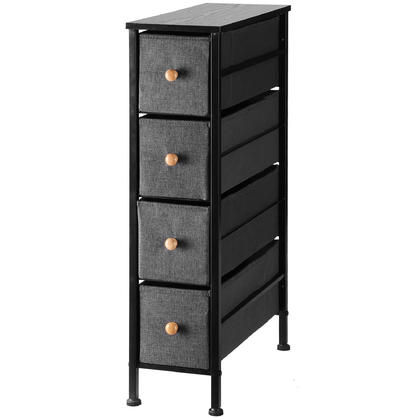 Narrow Closet Organizer, 4 Drawer Fabric Storage Bins