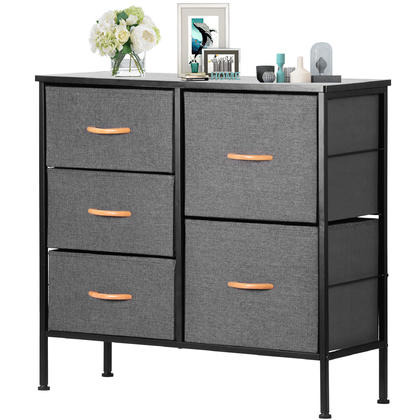 Dresser with 5 Drawers - Fabric Storage Tower